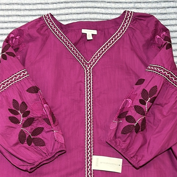 NWT Charter Club Cotton Embroidered Bubble-Sleeve Top size XL - Picture 13 of 16